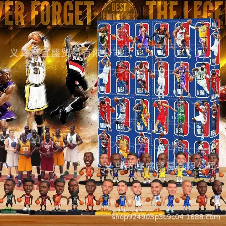 Basketball Star Advent Calendar Cartoon Doll Christmas Atmosphere Decorative Gifts New Year 24 Days Countdown Surprise Blind Box