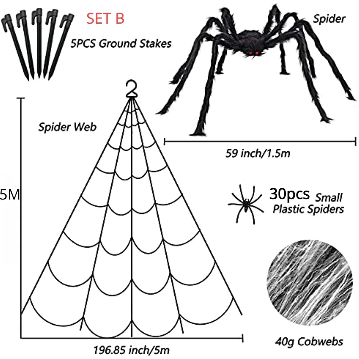 Halloween Big Spider Horror Black Spider Toy Halloween Party Decoration Props Outdoor Garden Giant Spider Decor