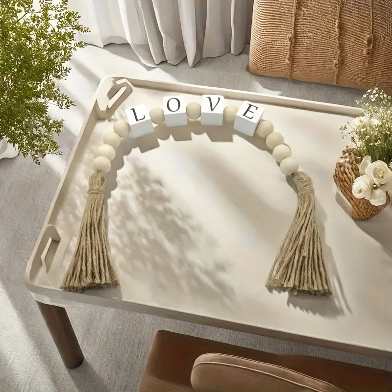 Rustic Wooden Letter Garland with Tassels