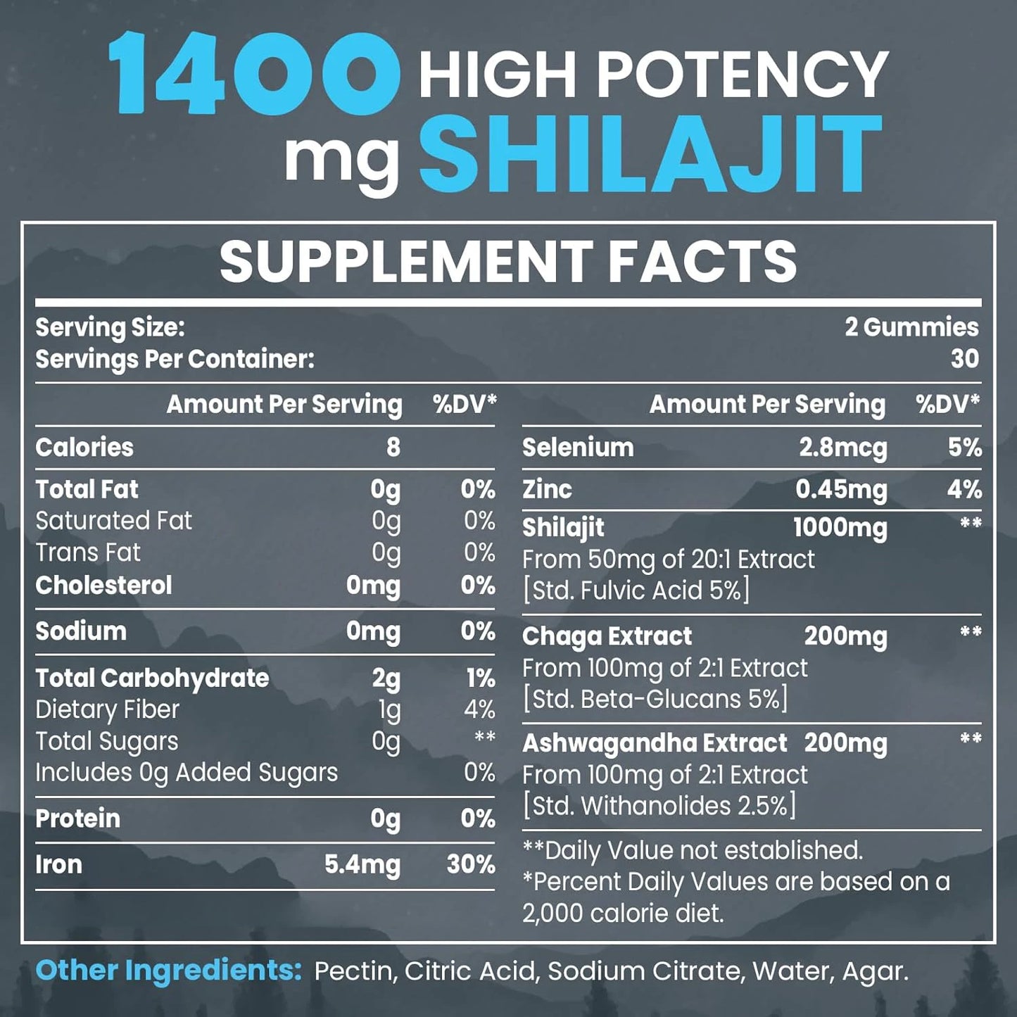 China Supply OEM Herbal Energy Supplement Pure Shilajit with Fulvic Acid 84 Minerals Shilajit Gummies