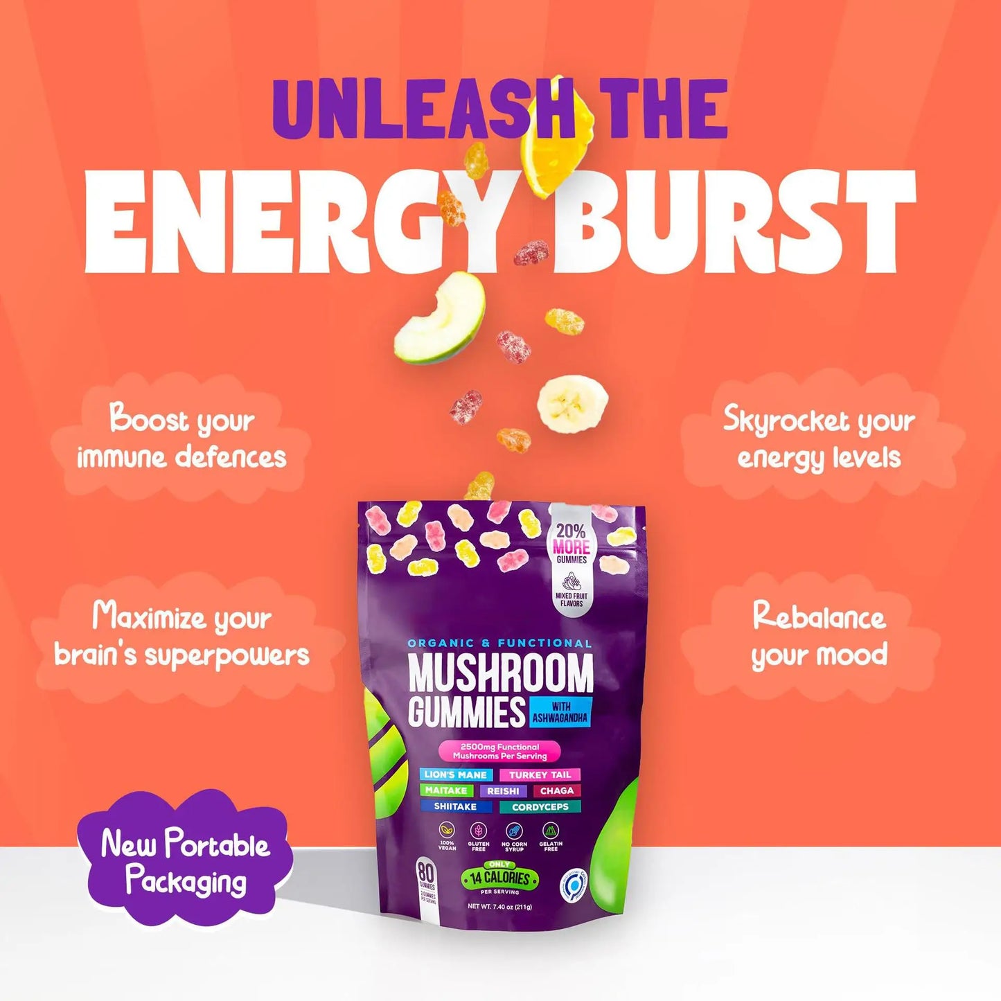 OEM Pure Sea Moss Shilajit Ashwaganda Mushroom Gummies Organic Immune Support Energy for Adults