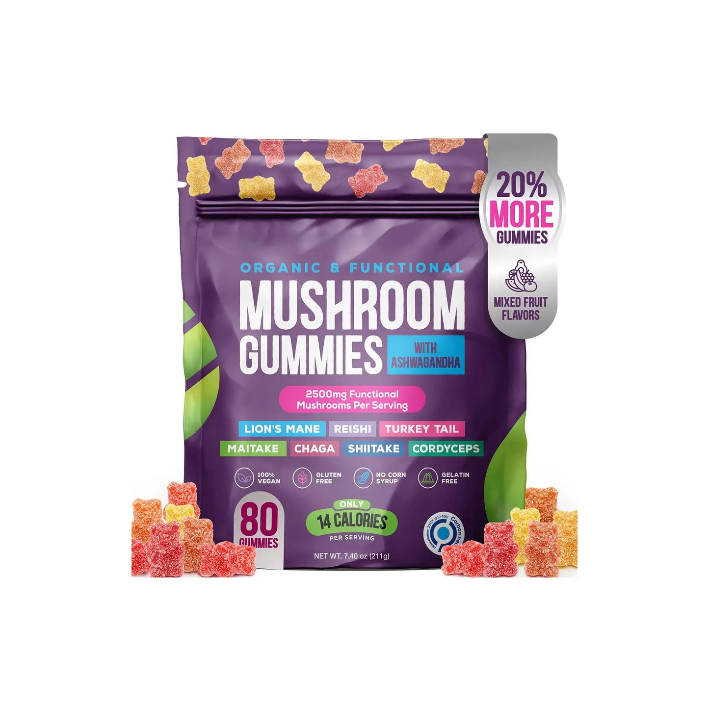 OEM Pure Sea Moss Shilajit Ashwaganda Mushroom Gummies Organic Immune Support Energy for Adults