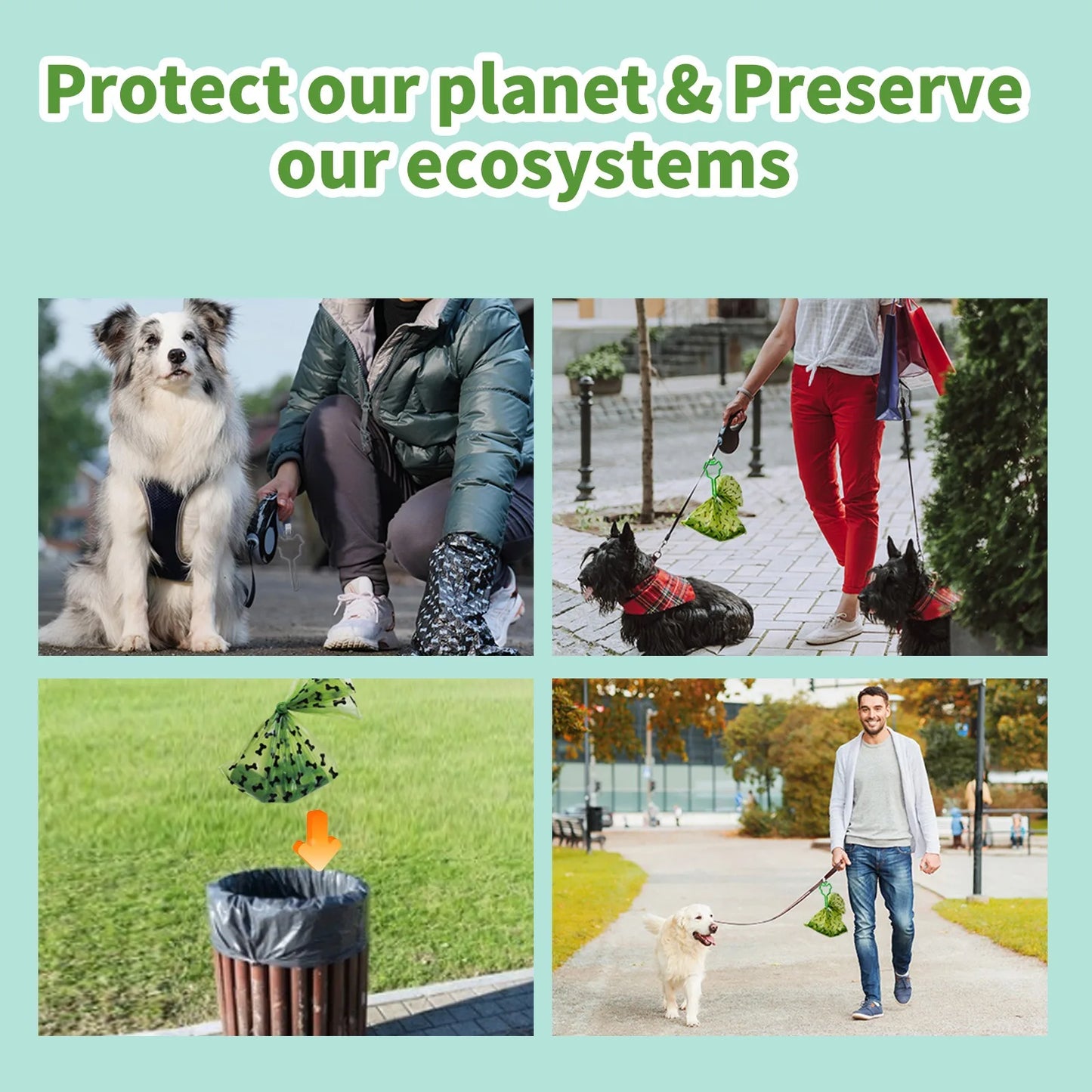 Manufacturer Wholesale Eco Friendly High Quality Custom logo Printed Biodegradable Waste Bags for Dogs Pet Dog Poop Bag