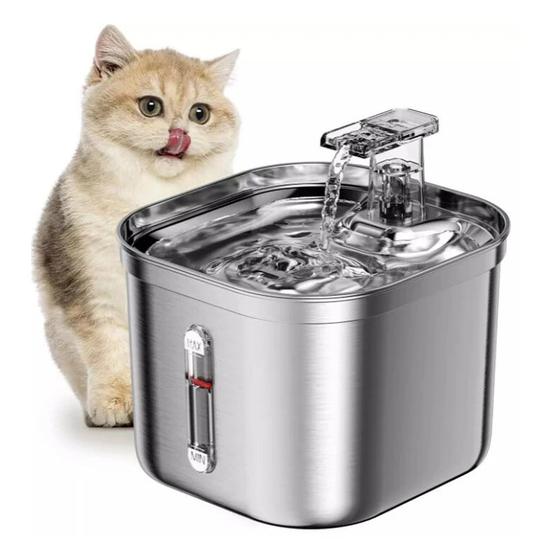 2.2L Stainless Steel Pet Water Dispenser Smart Dog Bowl Automatic Circulation Electronic Cat Water Fountain Travel-Friendly Cat