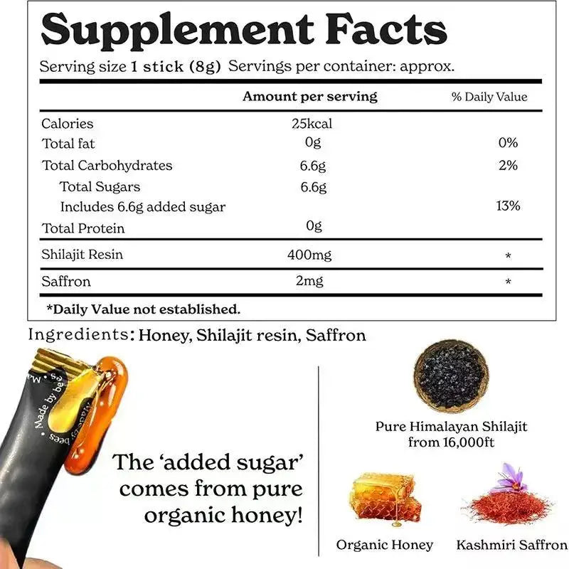 Pure Fulvic Acid Gold Himalayan Shilajit Sticks with Organic Honey  Himalayan Shilajit Honey Sticks Honey Sticks Shilajit