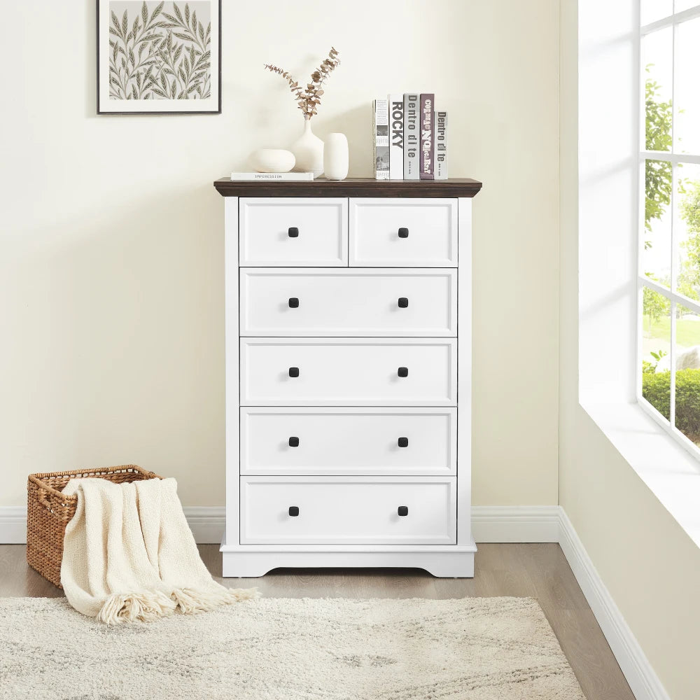 6 Drawer Dresser,6 Drawers cabinet Tall Chest of Drawers Closet Organizers  Storage Clothes