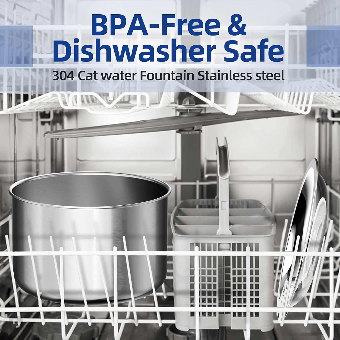 2.2L Stainless Steel Pet Water Dispenser Smart Dog Bowl Automatic Circulation Electronic Cat Water Fountain Travel-Friendly Cat