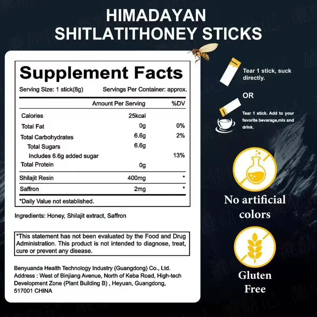 Pure Fulvic Acid Gold Himalayan Shilajit Sticks with Organic Honey  Himalayan Shilajit Honey Sticks Honey Sticks Shilajit