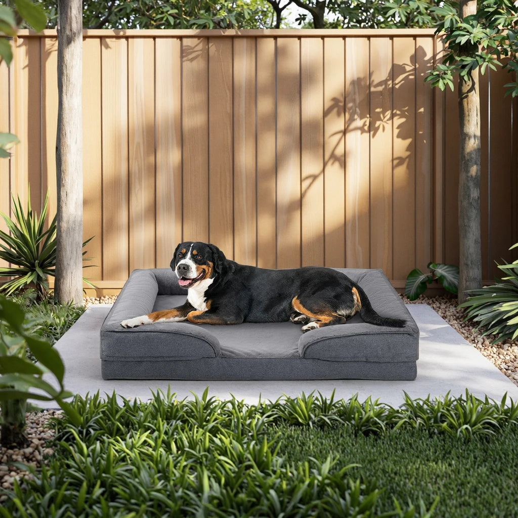 Extra Large Eco-Friendly Dog Bed Orthopedic Sofa Egg-Crate Foam Washable Waterproof Lining Bottom Removable Cover Cats