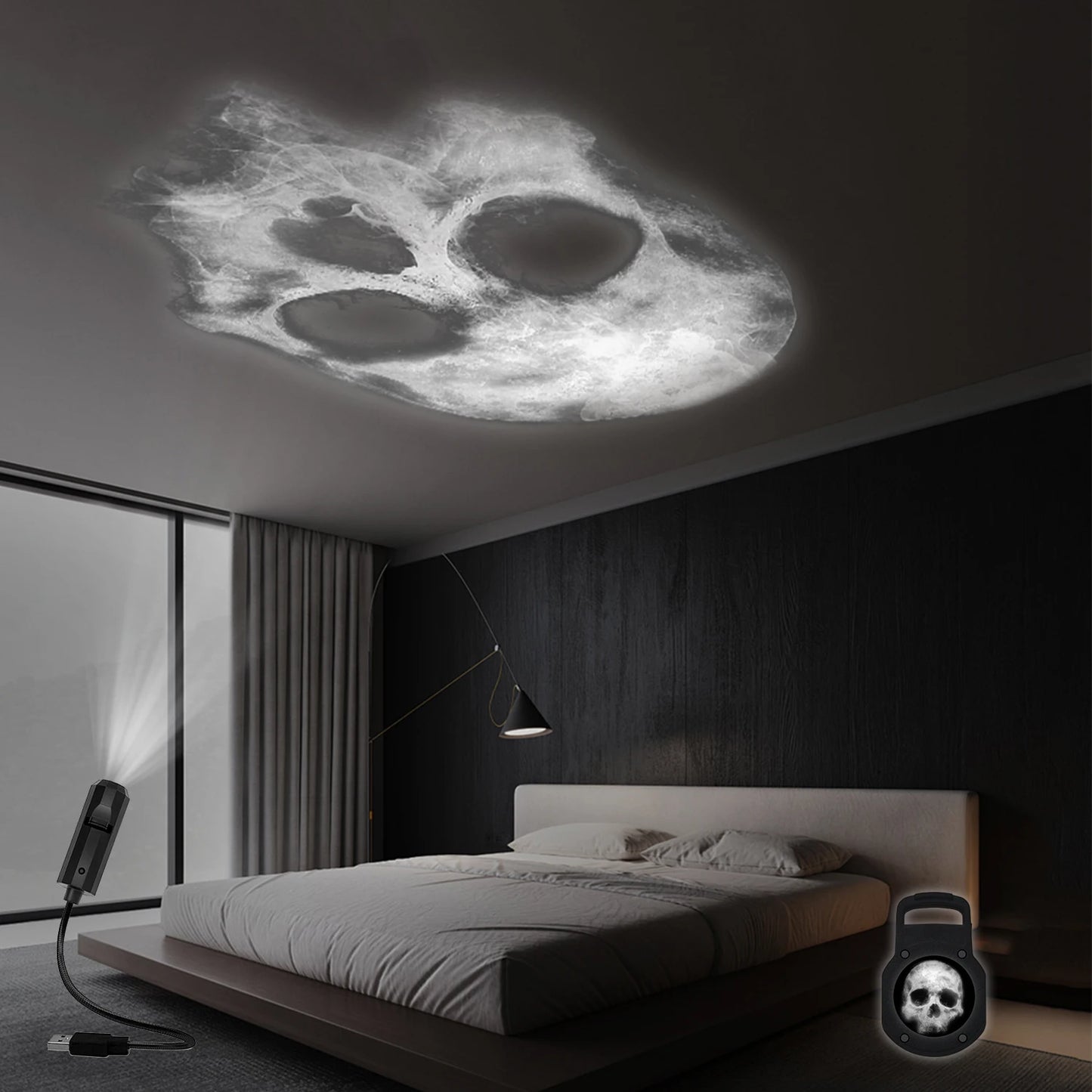 Skull projection lamp, USB lighting night light