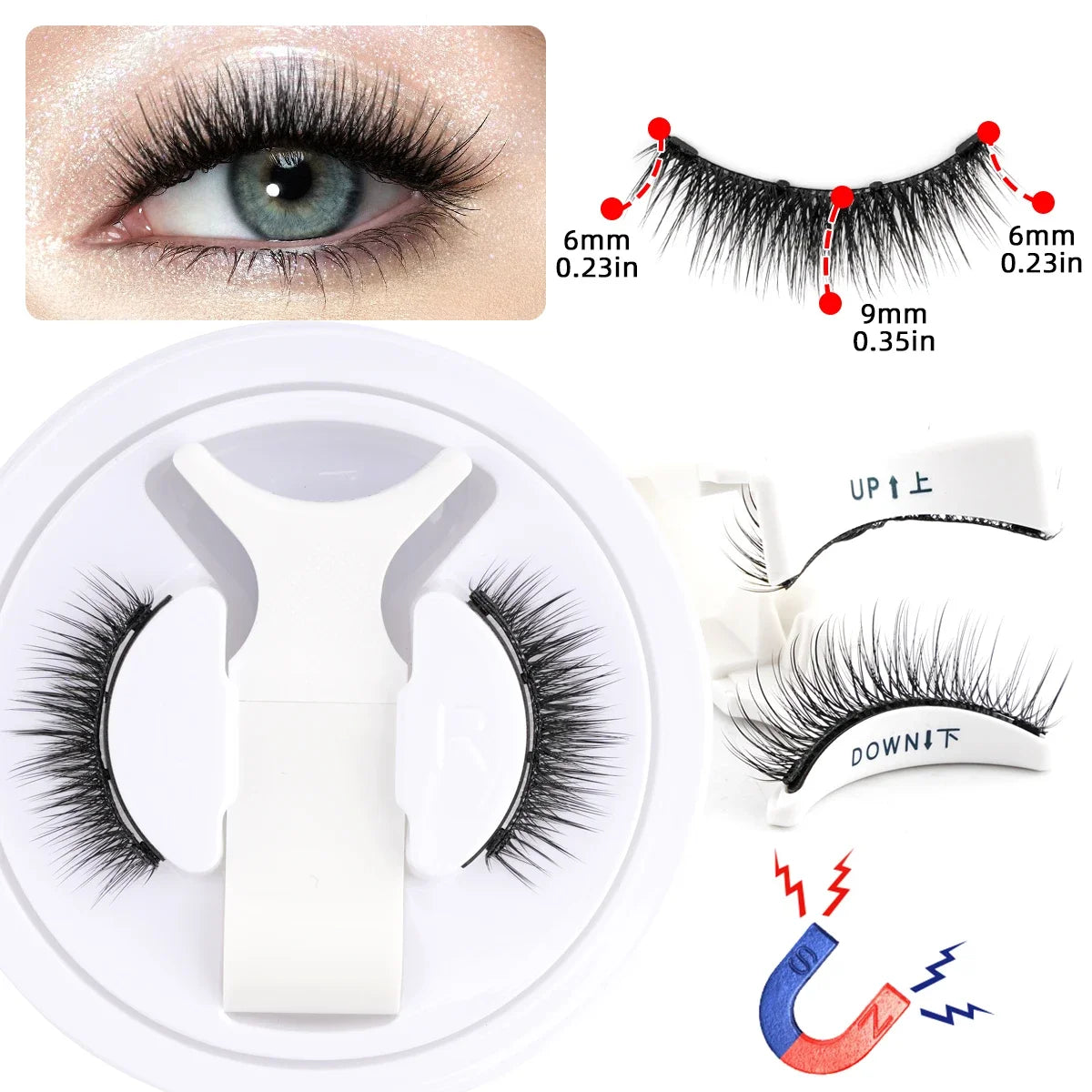Reusable Magnetic Lashes Kit with Magnetic Tweezers Natural Look Faux Mink Lashes Easy Apply Magnetic Eyelashes for Eye Makeup