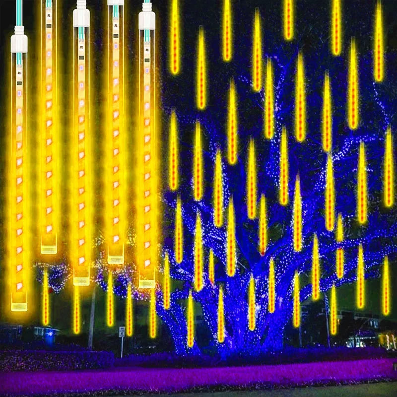 Christmas Lights Outdoor 8 Tubes Meteor Shower Lights LED Snow Falling Icicle