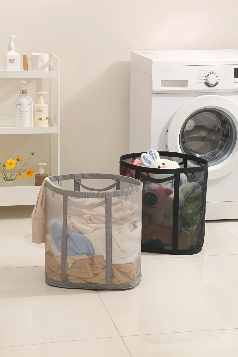 Laundry Bags Hamper Bag with Handles Portable &Collapsible Dirty Clothes Mesh Basket Foldable for Washing Storage Dorm or Travel