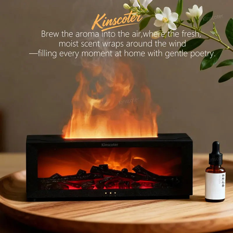 Creative Fireplace Aroma Diffuser Simulated Flame Humidifier With Essential Oil