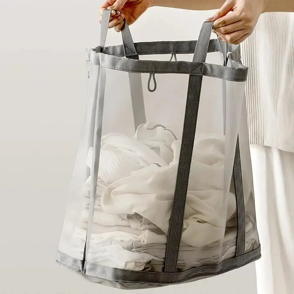 Laundry Bags Hamper Bag with Handles Portable &Collapsible Dirty Clothes Mesh Basket Foldable for Washing Storage Dorm or Travel