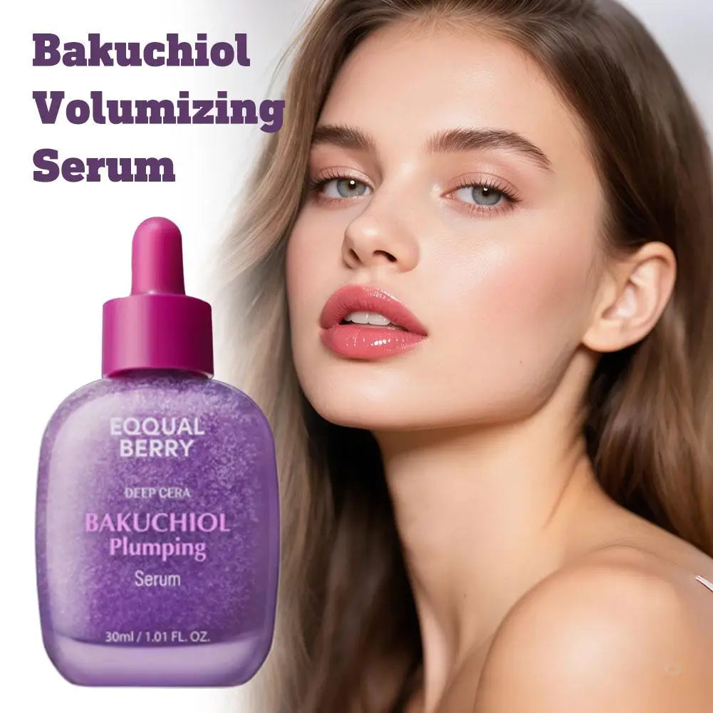 EQQUALBERRY Bakuchiol Plumping Serum Retinol Alternative Vitamin Illuminating Brightening Skin Care 5000 PPM