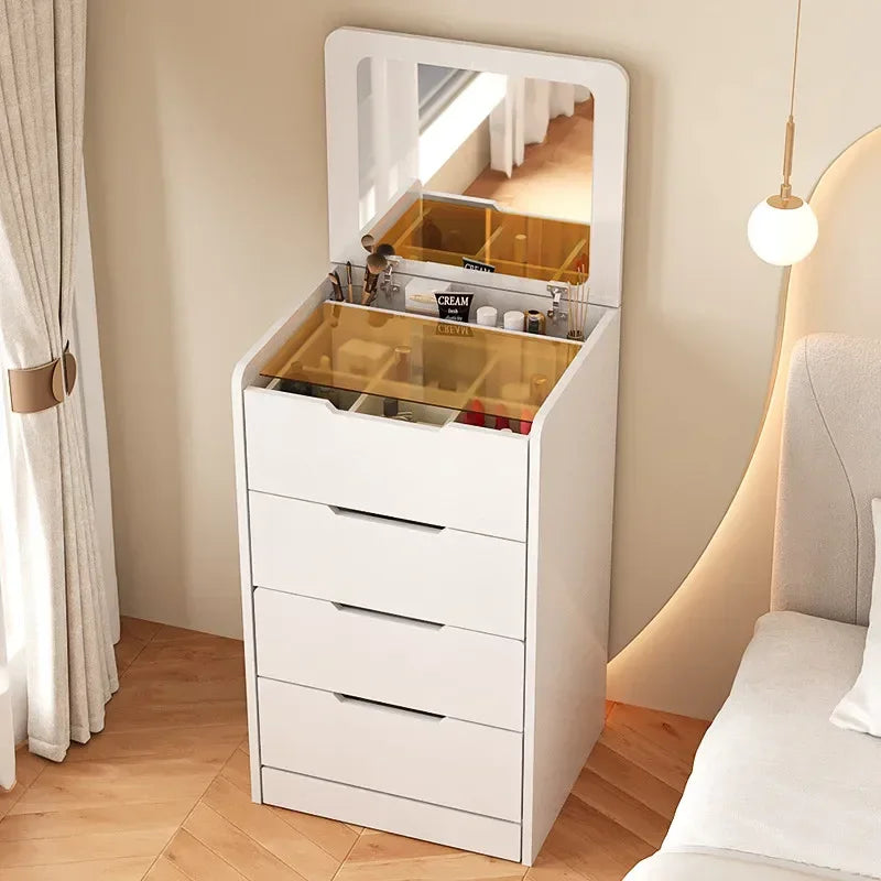 Modern and Simple Small Dressing Table Girly Style Integrated Multi-functional Dresser + Cabinet + Stool for Bedroom