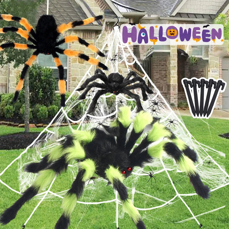 Halloween Big Spider Horror Black Spider Toy Halloween Party Decoration Props Outdoor Garden Giant Spider Decor