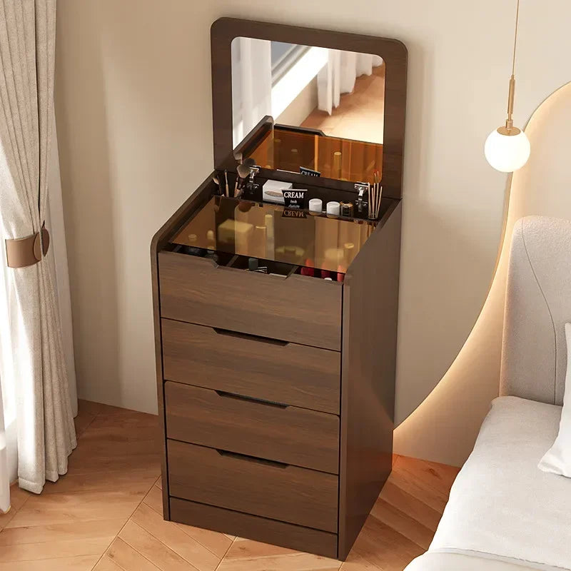 Modern and Simple Small Dressing Table Girly Style Integrated Multi-functional Dresser + Cabinet + Stool for Bedroom