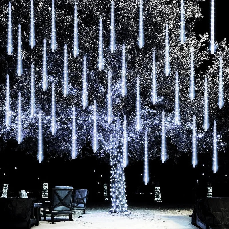 Christmas Lights Outdoor 8 Tubes Meteor Shower Lights LED Snow Falling Icicle