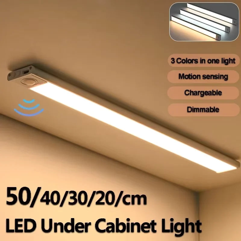 LED Under Cabinet Lights 10-50CM Motion Sensor Lamp USB Rechargeable Wireless