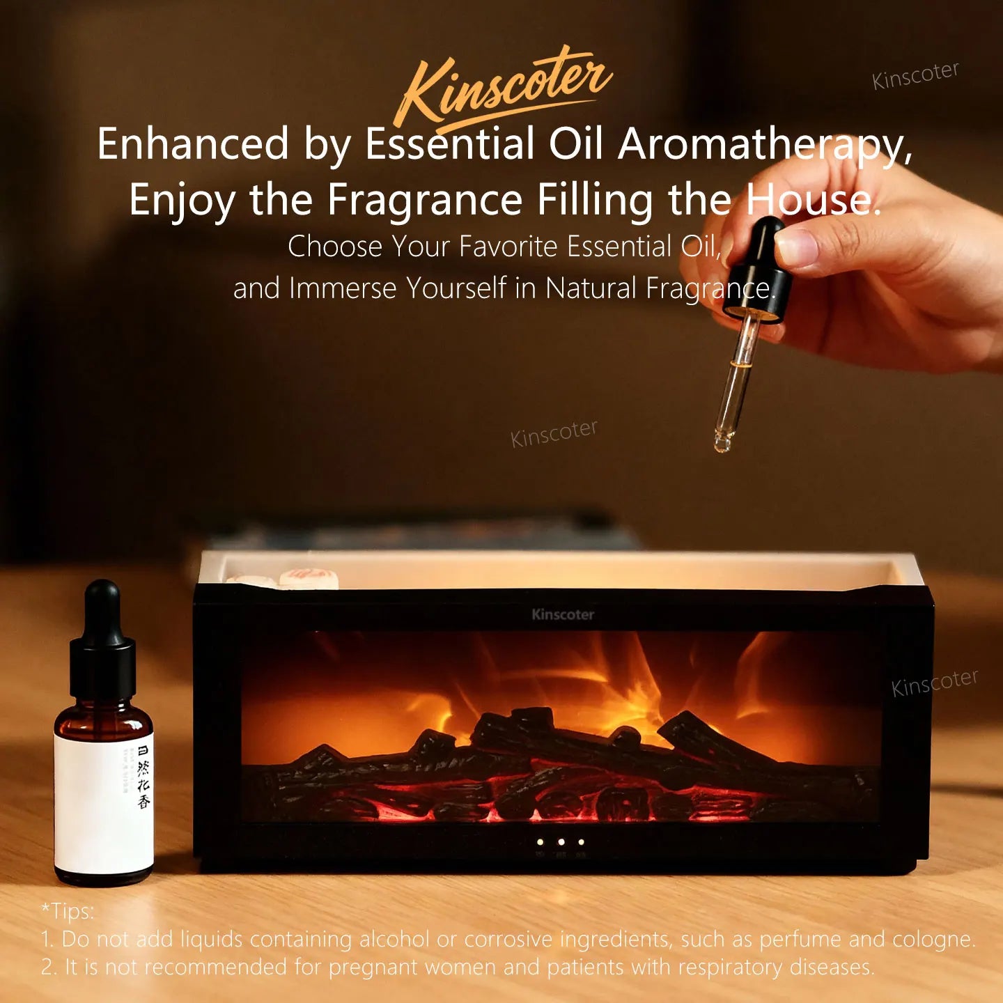 Creative Fireplace Aroma Diffuser Simulated Flame Humidifier With Essential Oil