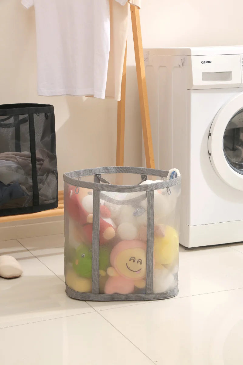 Laundry Bags Hamper Bag with Handles Portable &Collapsible Dirty Clothes Mesh Basket Foldable for Washing Storage Dorm or Travel