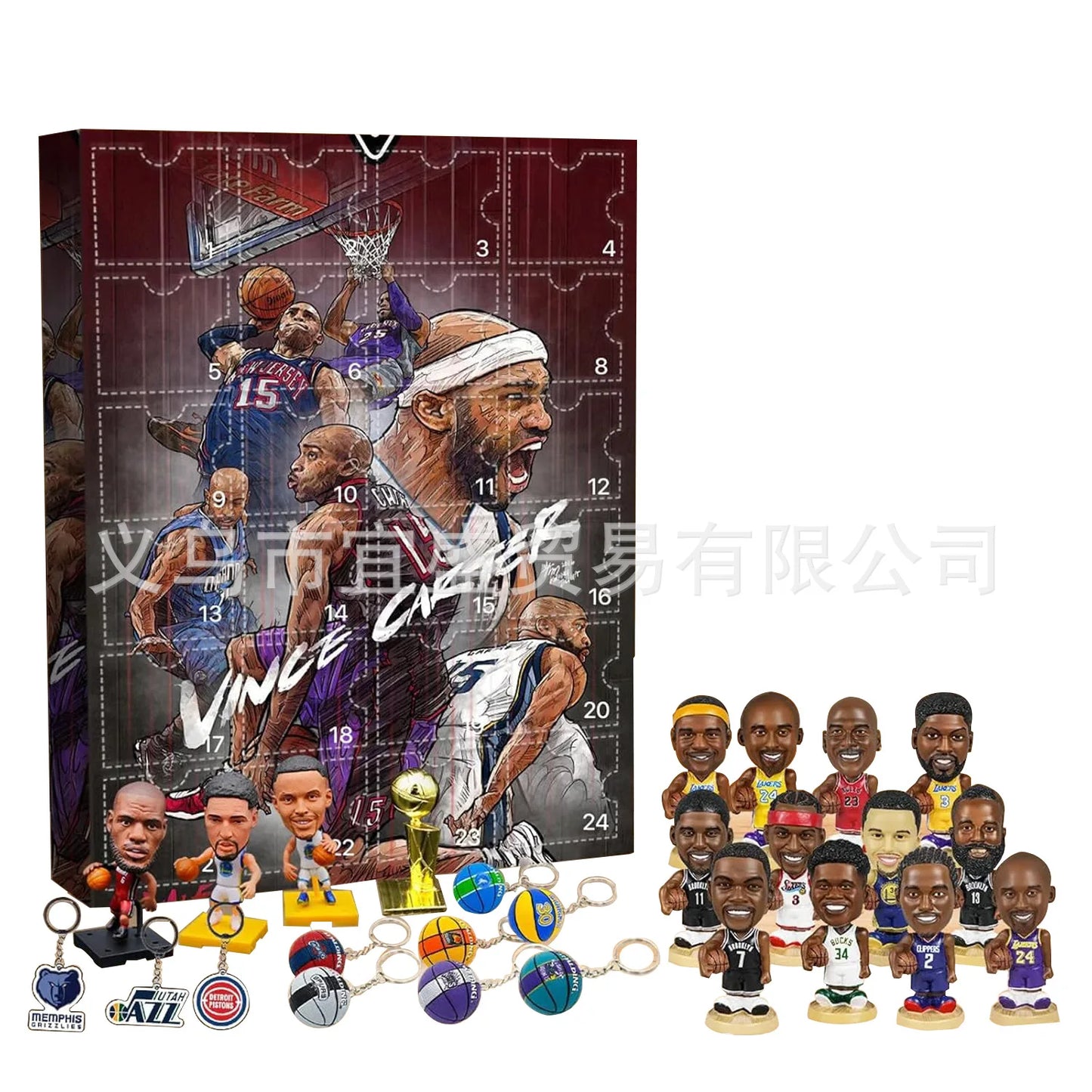 Basketball Star Advent Calendar Cartoon Doll Christmas Atmosphere Decorative Gifts New Year 24 Days Countdown Surprise Blind Box