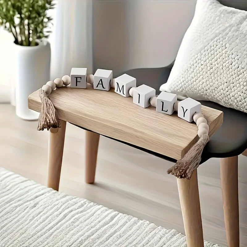 Rustic Wooden Letter Garland with Tassels