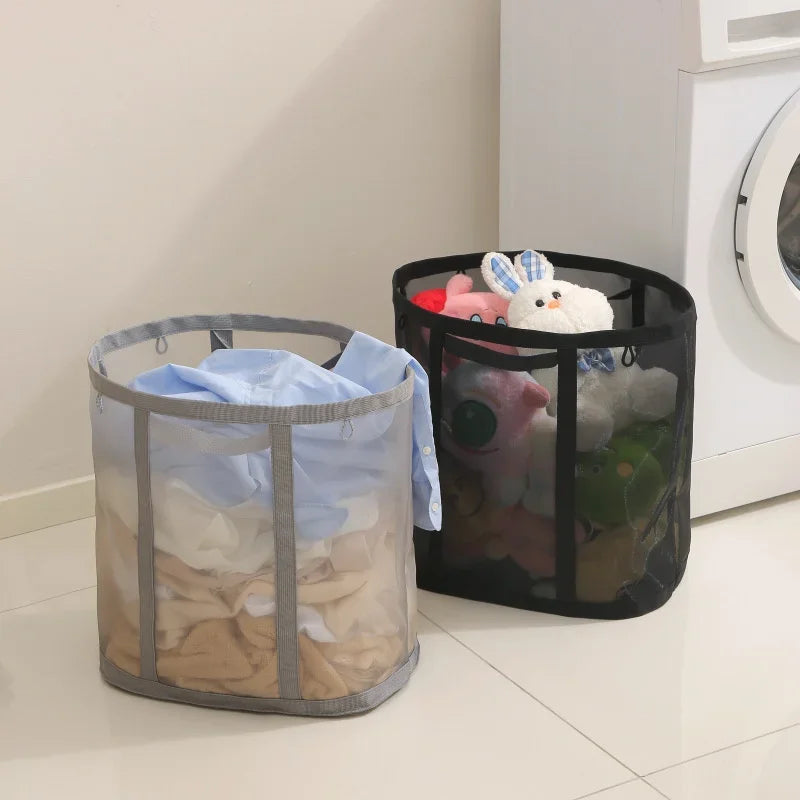 Laundry Bags Hamper Bag with Handles Portable &Collapsible Dirty Clothes Mesh Basket Foldable for Washing Storage Dorm or Travel