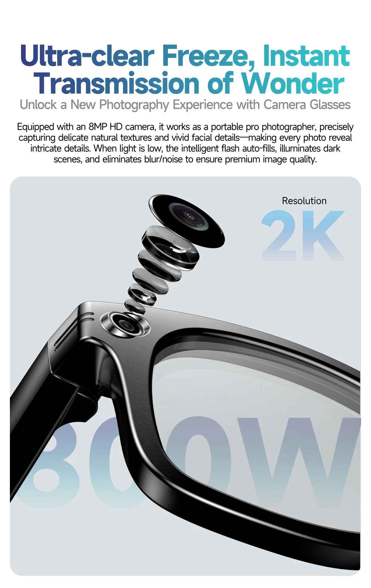 AI Smart Glasses for Men & Women with 8MP Camera, Bluetooth Call, Music Player, 100+ Language Translation Sunglasses Hands-Free 2025