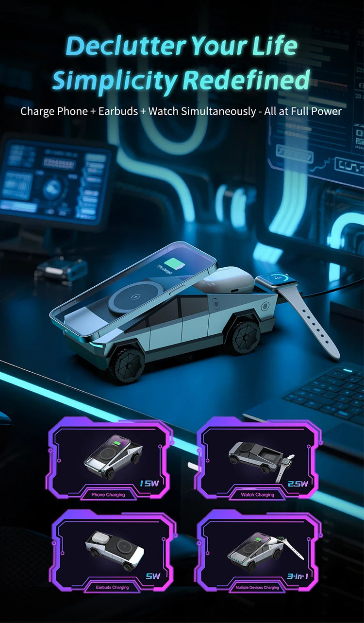 New Cybertruck Multifunctional 3-in-1 Wireless Charger