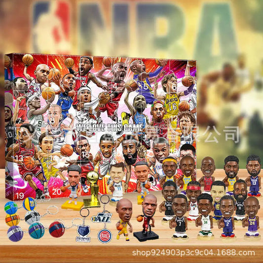 Basketball Star Advent Calendar Cartoon Doll Christmas Atmosphere Decorative Gifts New Year 24 Days Countdown Surprise Blind Box