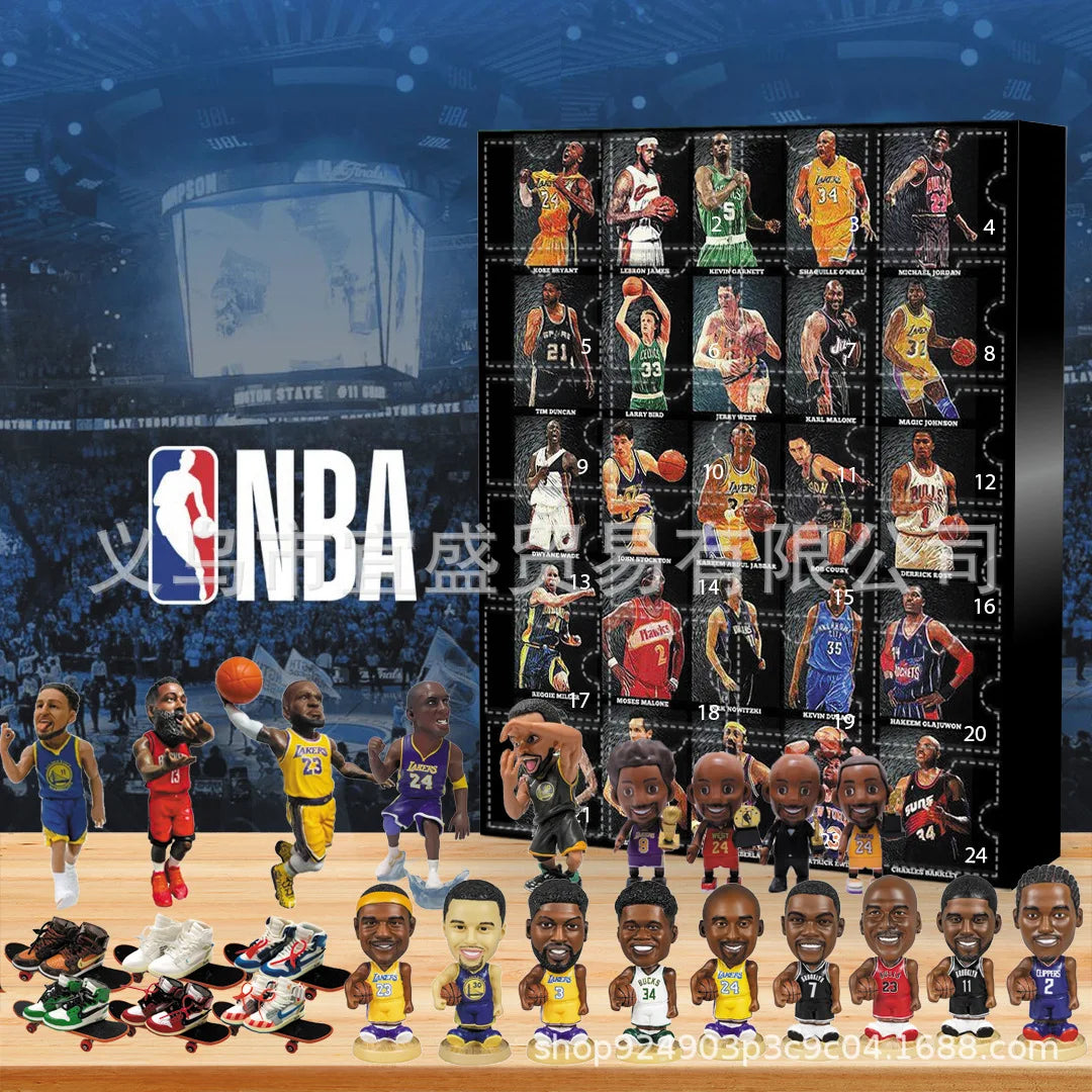 Basketball Star Advent Calendar Cartoon Doll Christmas Atmosphere Decorative Gifts New Year 24 Days Countdown Surprise Blind Box