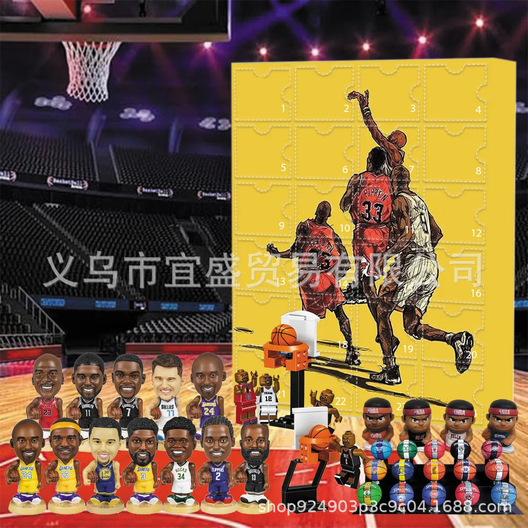Basketball Star Advent Calendar Cartoon Doll Christmas Atmosphere Decorative Gifts New Year 24 Days Countdown Surprise Blind Box