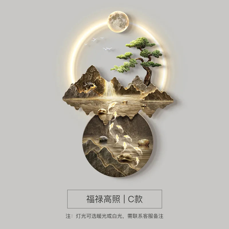 Background Landscape Painting Remote Control Lighting