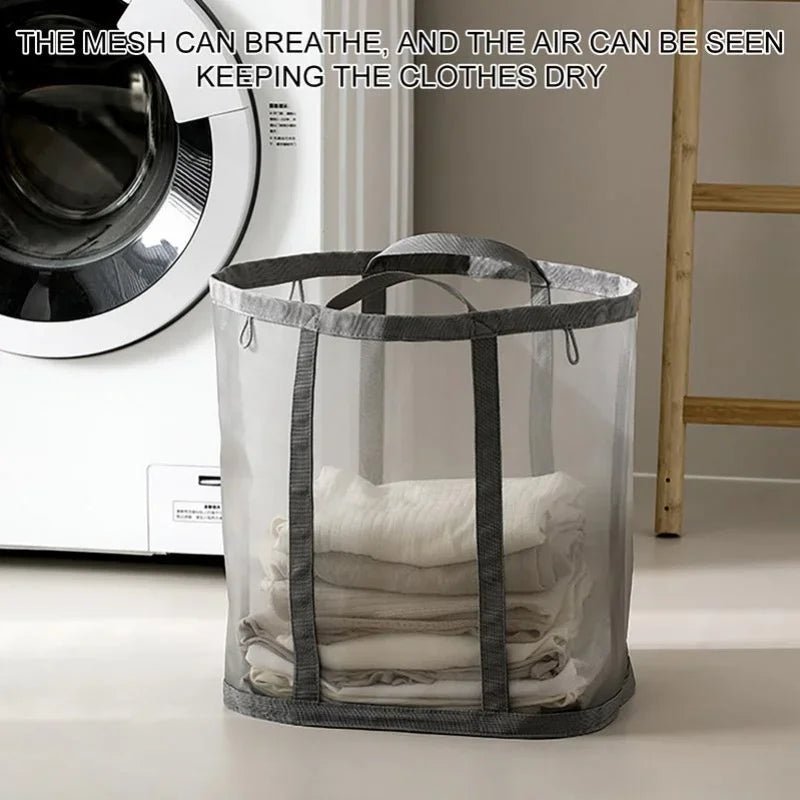 Laundry Bags Hamper Bag with Handles Portable &Collapsible Dirty Clothes Mesh Basket Foldable for Washing Storage Dorm or Travel