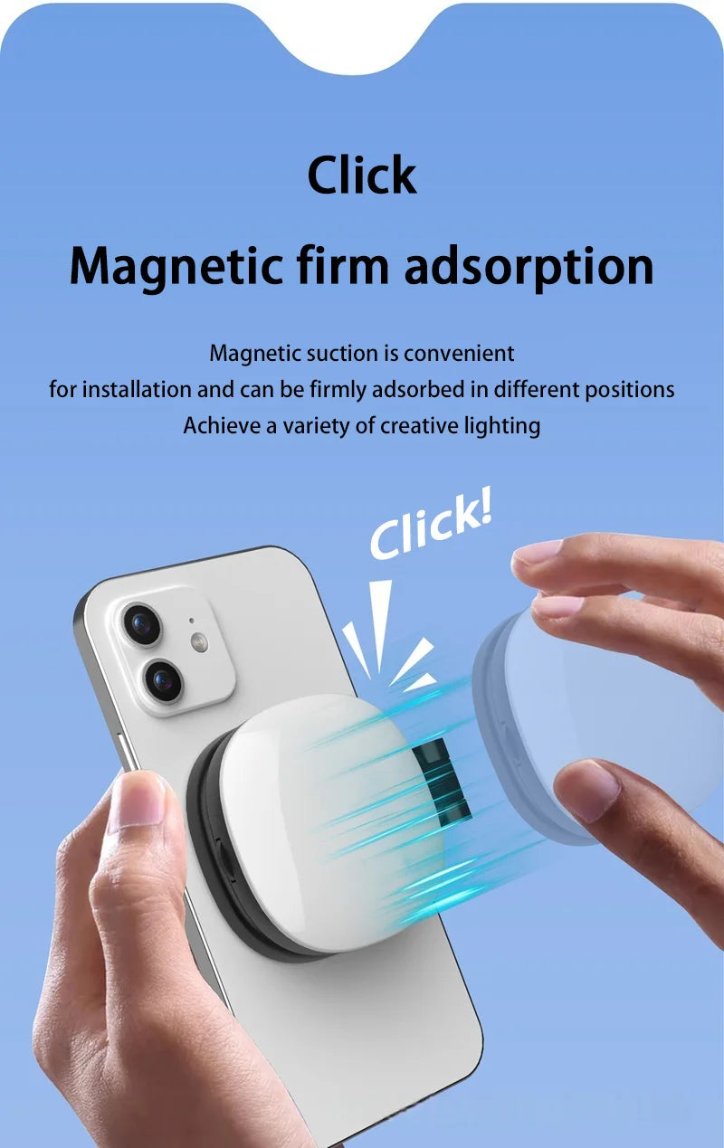 Mobile Phone Magnetic Selfie Fill Light Live Photo Mini Portable Makeup Mirror Foldable Pocket LED Light Mobile Phone Holder