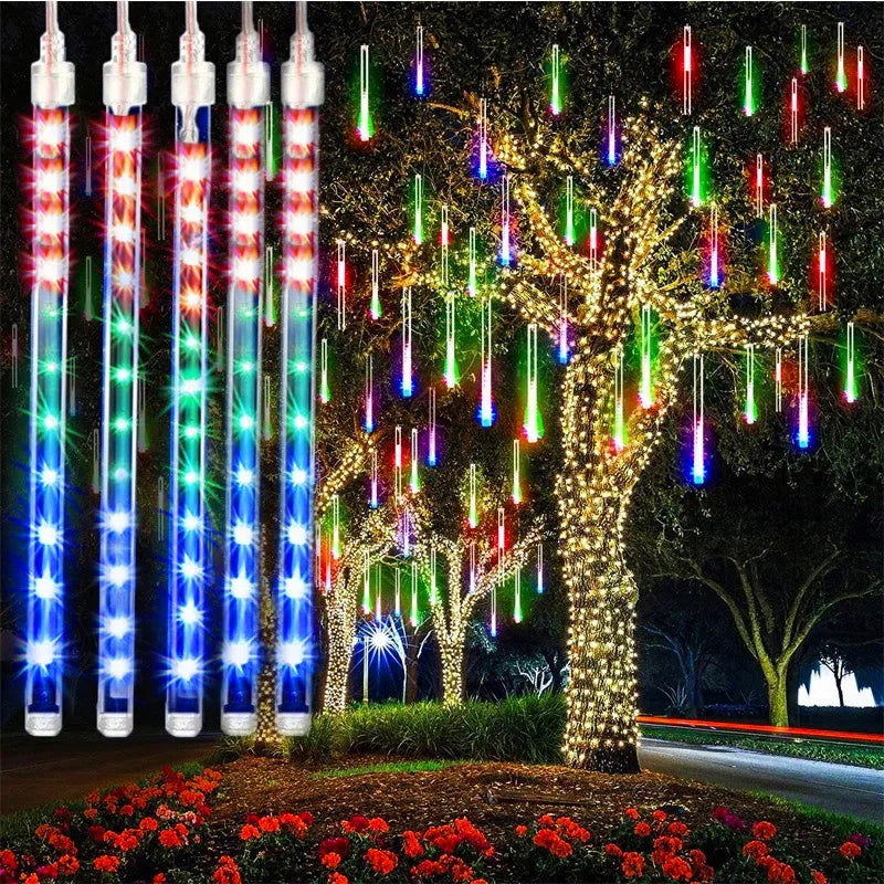 Christmas Lights Outdoor 8 Tubes Meteor Shower Lights LED Snow Falling Icicle