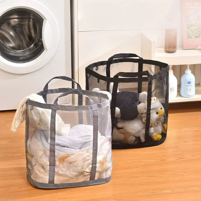 Laundry Bags Hamper Bag with Handles Portable &Collapsible Dirty Clothes Mesh Basket Foldable for Washing Storage Dorm or Travel