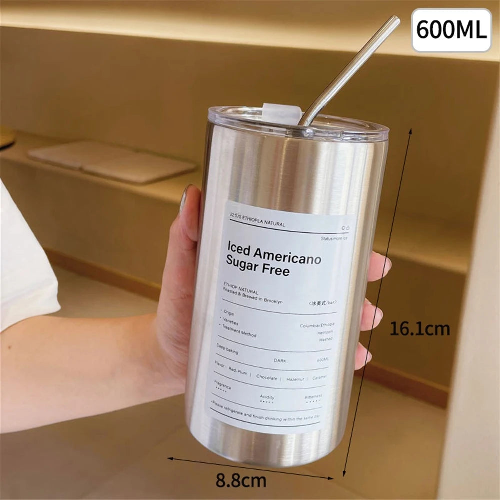 600ml Thermos Portable Stainless Steel Coffee Cup