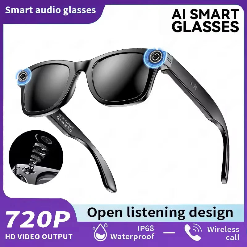 AI Smart Glasses for Men & Women with 8MP Camera, Bluetooth Call, Music Player, 100+ Language Translation Sunglasses Hands-Free 2025