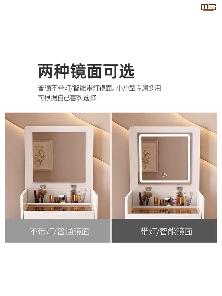 Modern and Simple Small Dressing Table Girly Style Integrated Multi-functional Dresser + Cabinet + Stool for Bedroom