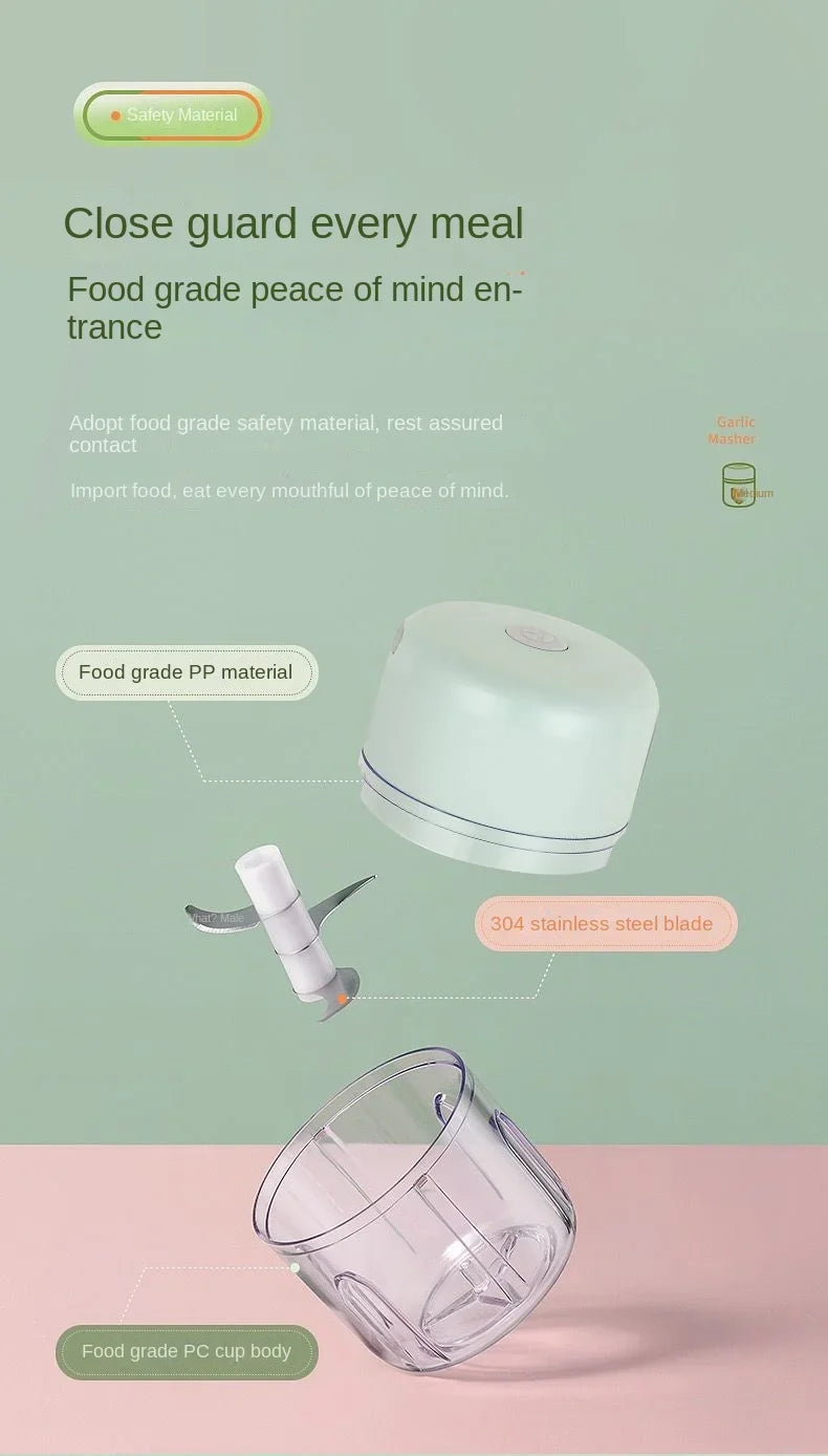 Electric Garlic Chopper Portable Veggie Chopper with 100 ml Spoon Garlic Grinder Masher Onion Chopper Blender to Vegetable