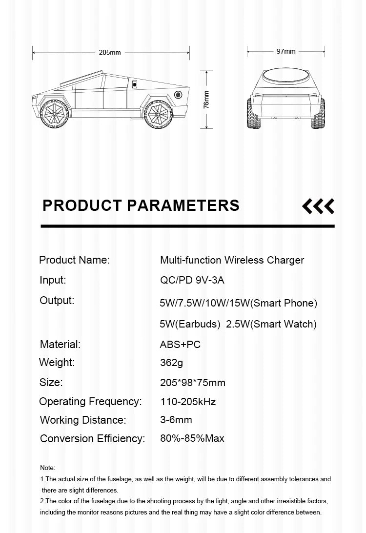 New Cybertruck Multifunctional 3-in-1 Wireless Charger