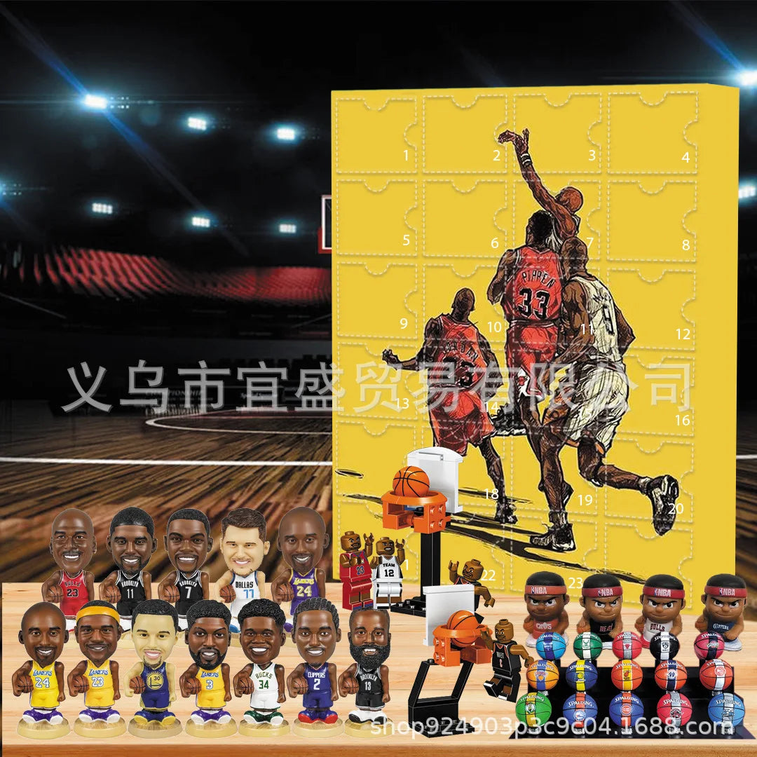 Basketball Star Advent Calendar Cartoon Doll Christmas Atmosphere Decorative Gifts New Year 24 Days Countdown Surprise Blind Box