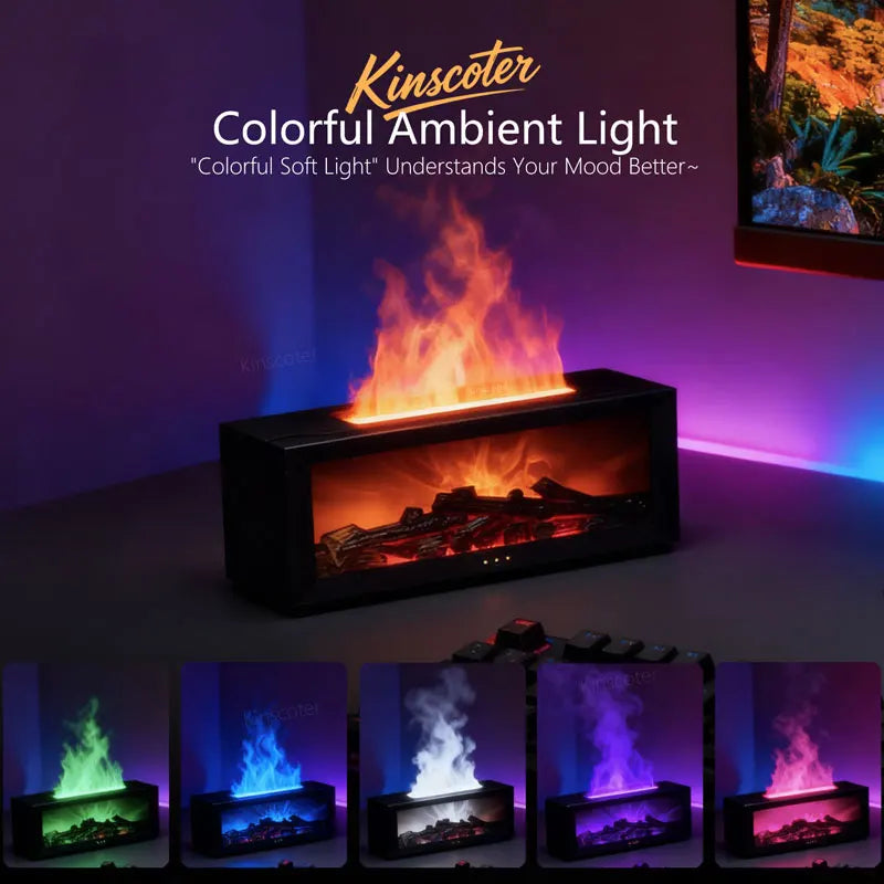 Creative Fireplace Aroma Diffuser Simulated Flame Humidifier With Essential Oil