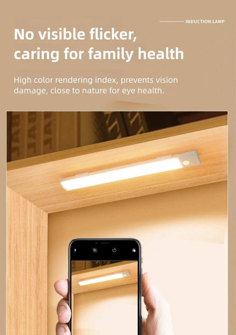 10-50cm LED Motion Sensor Light Night Wireless USB Battery Rechargeable Wall Under Cabinet For Bedroom Kitchen Lighting