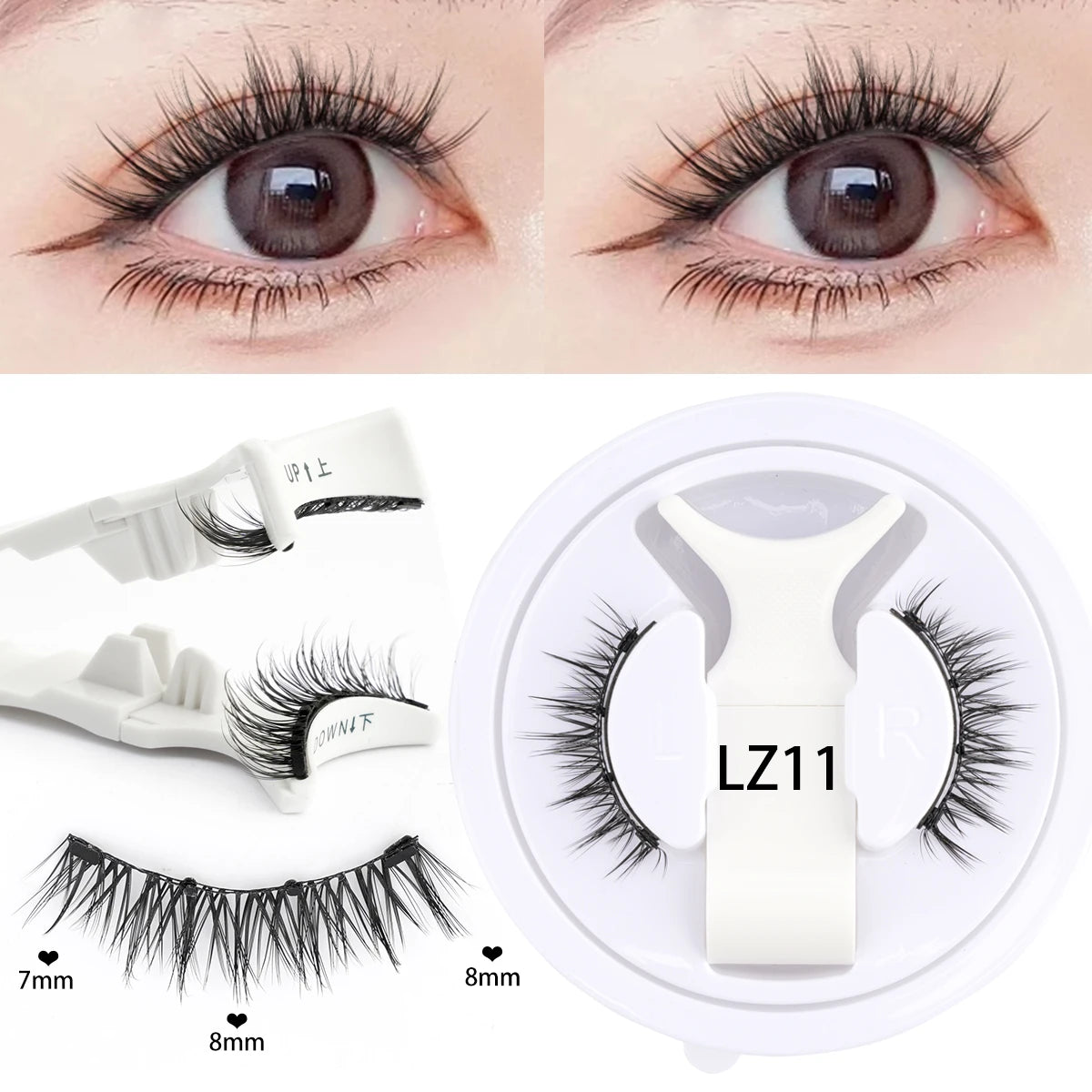 Reusable Magnetic Lashes Kit with Magnetic Tweezers Natural Look Faux Mink Lashes Easy Apply Magnetic Eyelashes for Eye Makeup