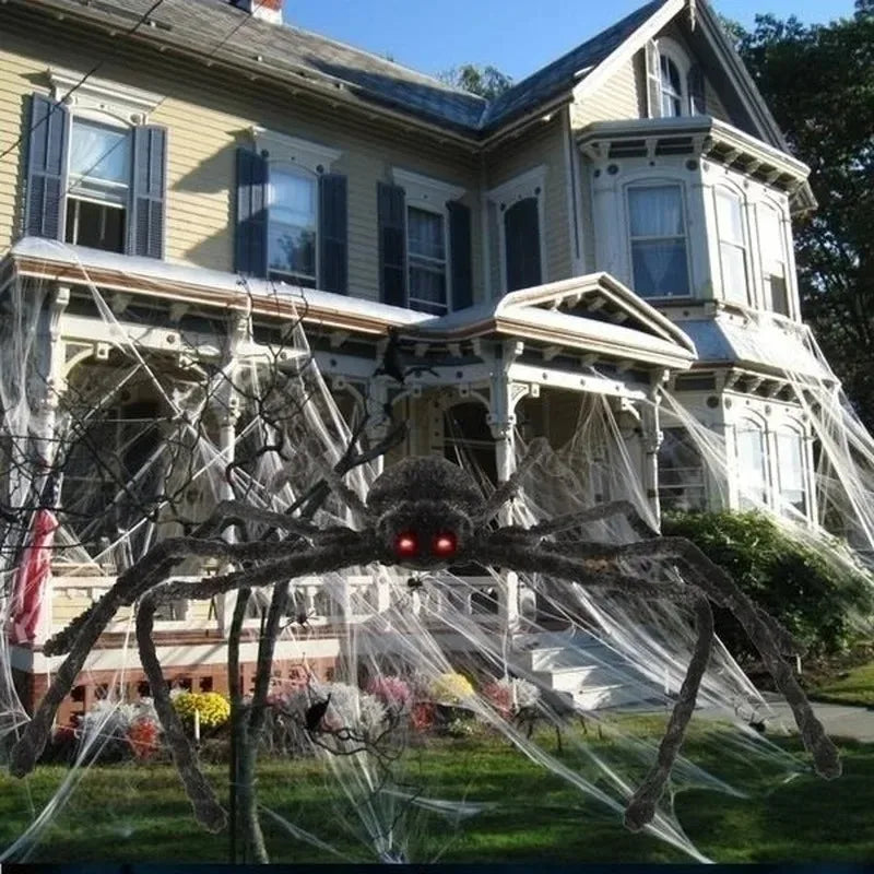 30-200cm Big Spider Halloween Decoration Horror Giant Black Spider Outdoor Halloween Props Simulated Spider toys